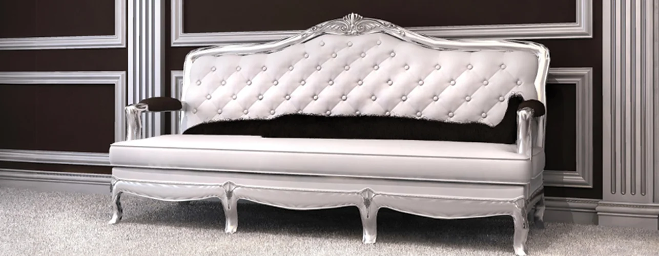 Lees Newsome upholstery fabrics on a white couch